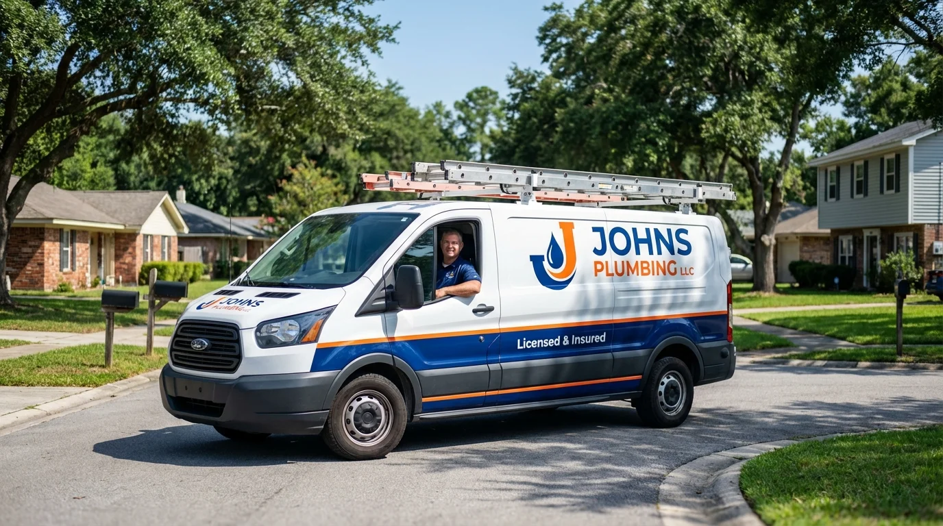 Johns Plumbing LLC service van in Tallapoosa, GA