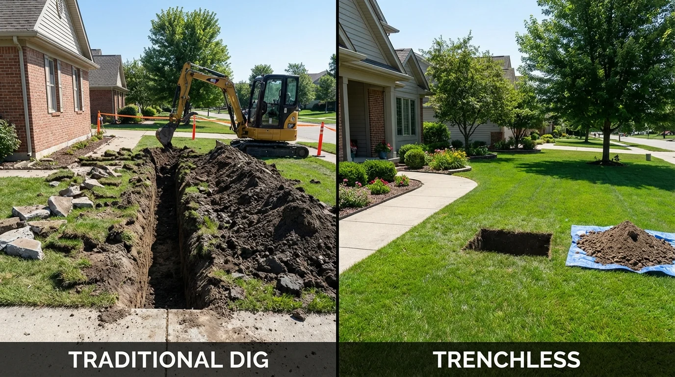 Trenchless sewer repair with minimal yard damage versus traditional excavation in Tallapoosa, GA